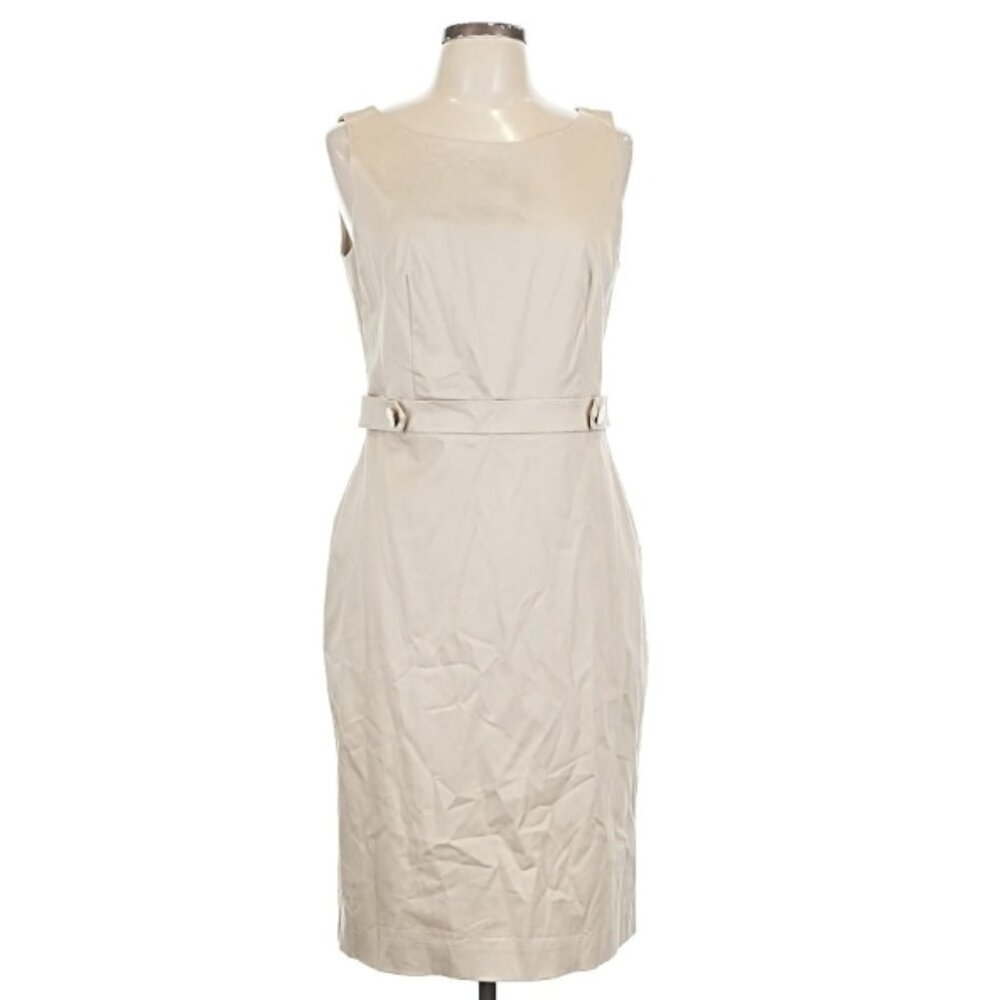 Ann Taylor Scoop Neck Shift Dress in Khaki